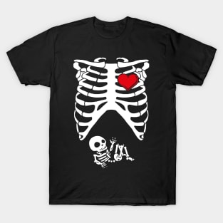 Spooky Skeleton Costume Pregnant Mommy T-Shirt